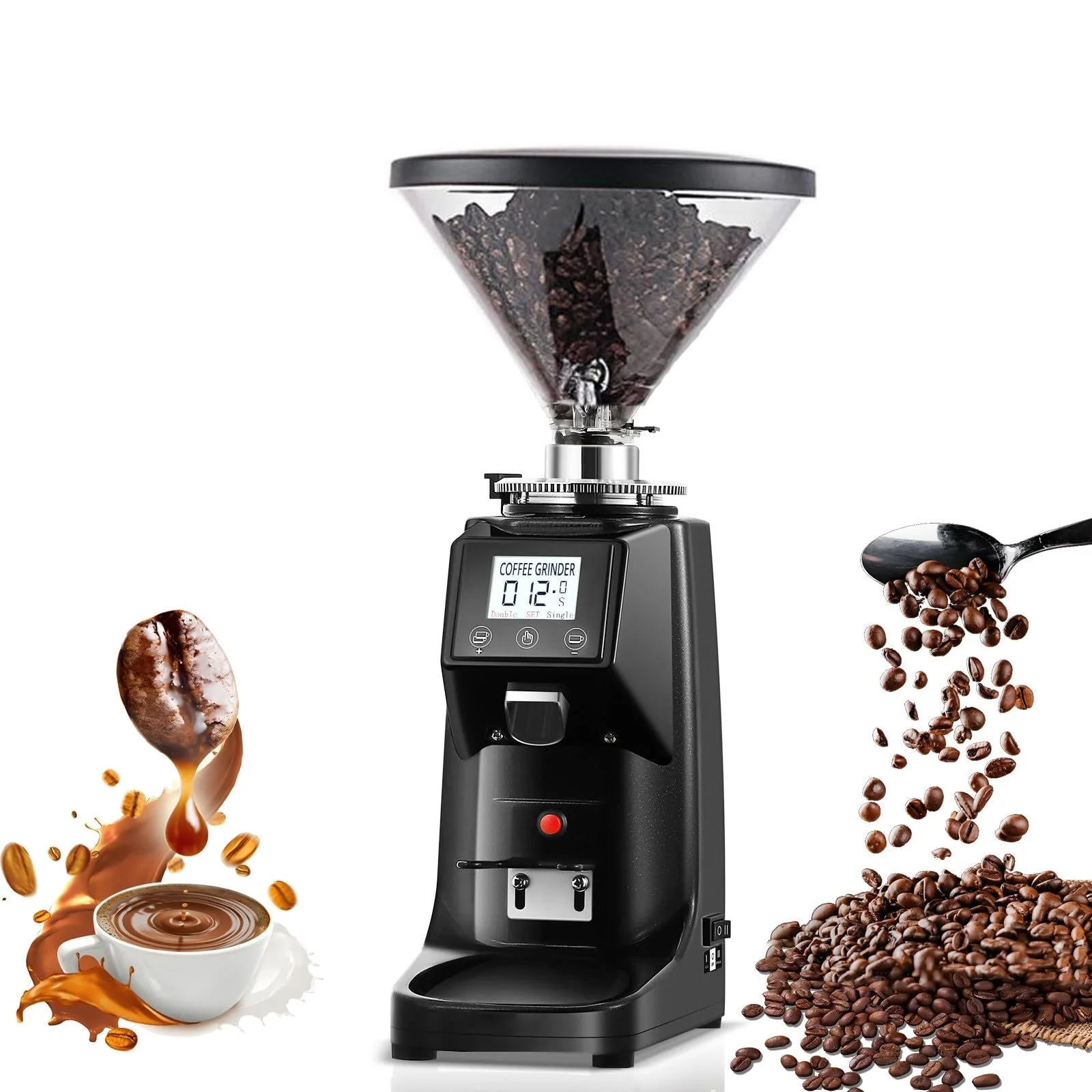 Кофемолка Premium design 60 мм Плоские жернова из нержавеющей стали 19+ настроек 500 мл Черный, фото №1 Кофемолка Premium design 60 мм Плоские жернова из нержавеющей стали 19+ настроек 500 мл Черный, фото №1