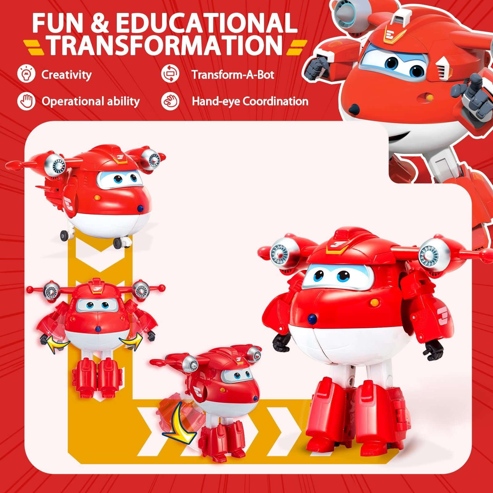 Трансформер Auldey Super Wings JETT Supercharge 12 см, многоцветный, фото №3