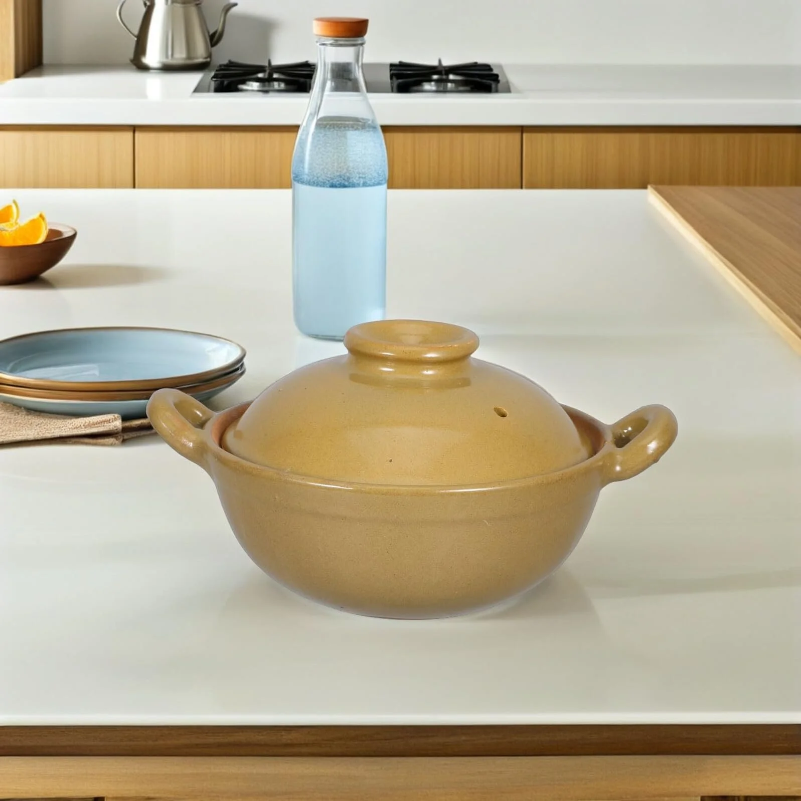 Горщик для запікання Traditioneller Kleiner керамічний з ручкою термостійкий для повільного тушкування, фото №7