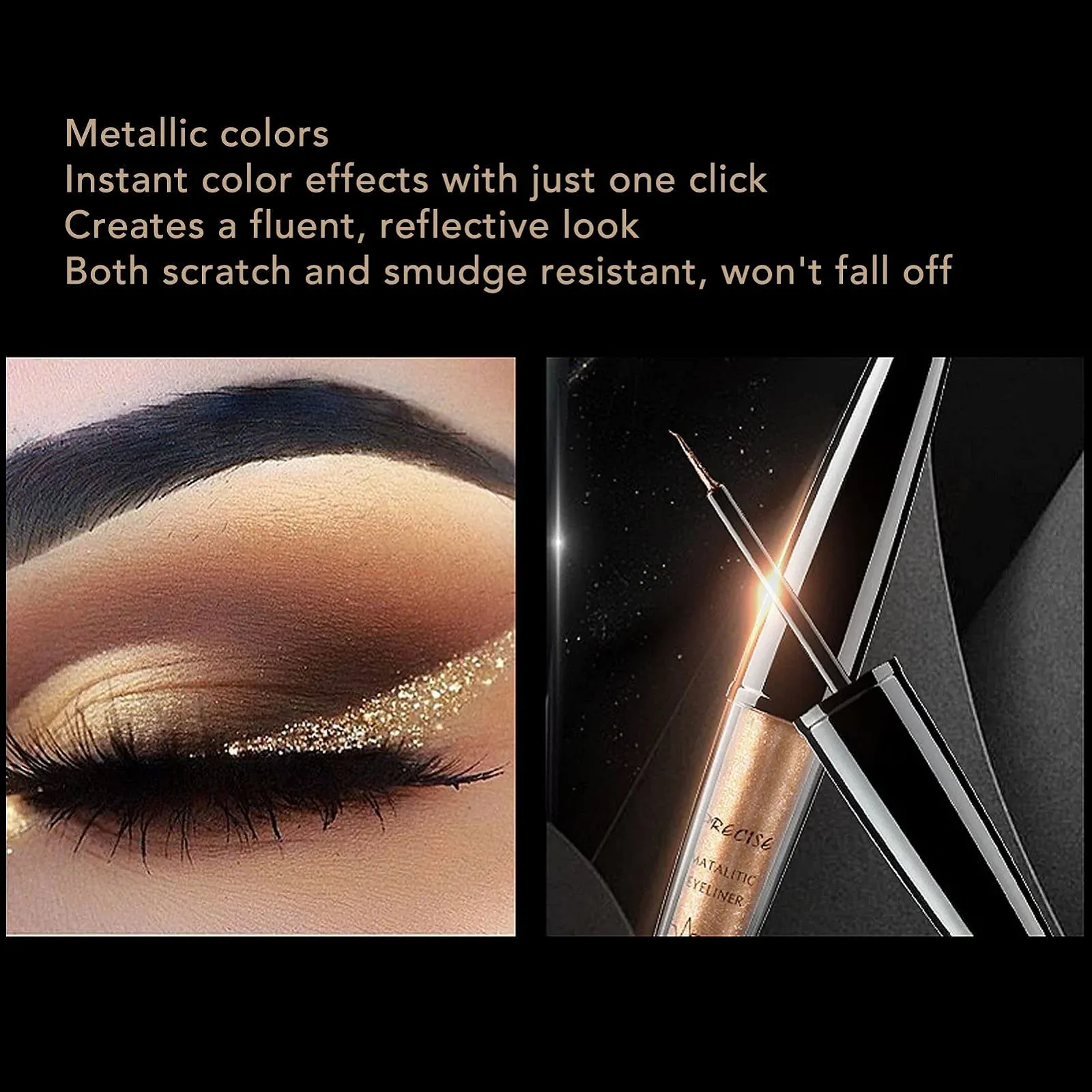 Металевий Eyeliner-Stift, Стійкий, Гнучкий, Не змазується, фото №4