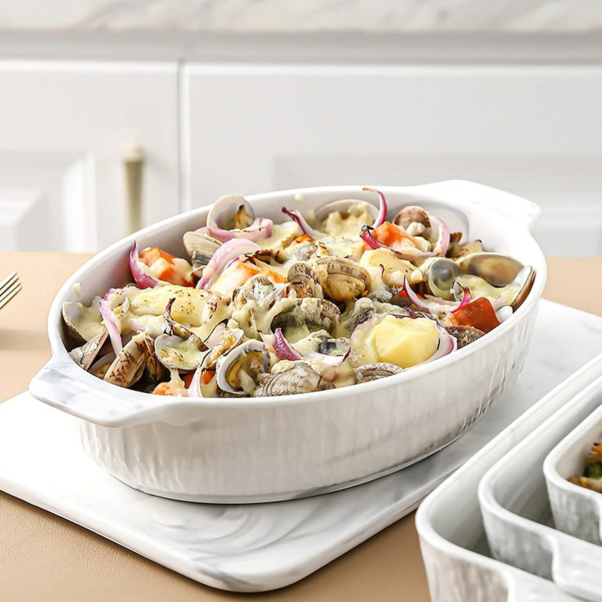 Формы для запекания керамические Мраморная текстура Набор 2 шт. (12 дюймов), фото №6