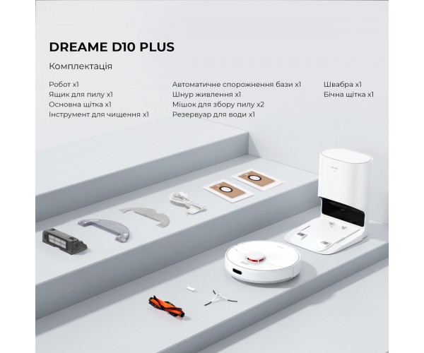 Робот-пилосос з вологим прибиранням Dreame D10 Plus RLS3D, фото №2