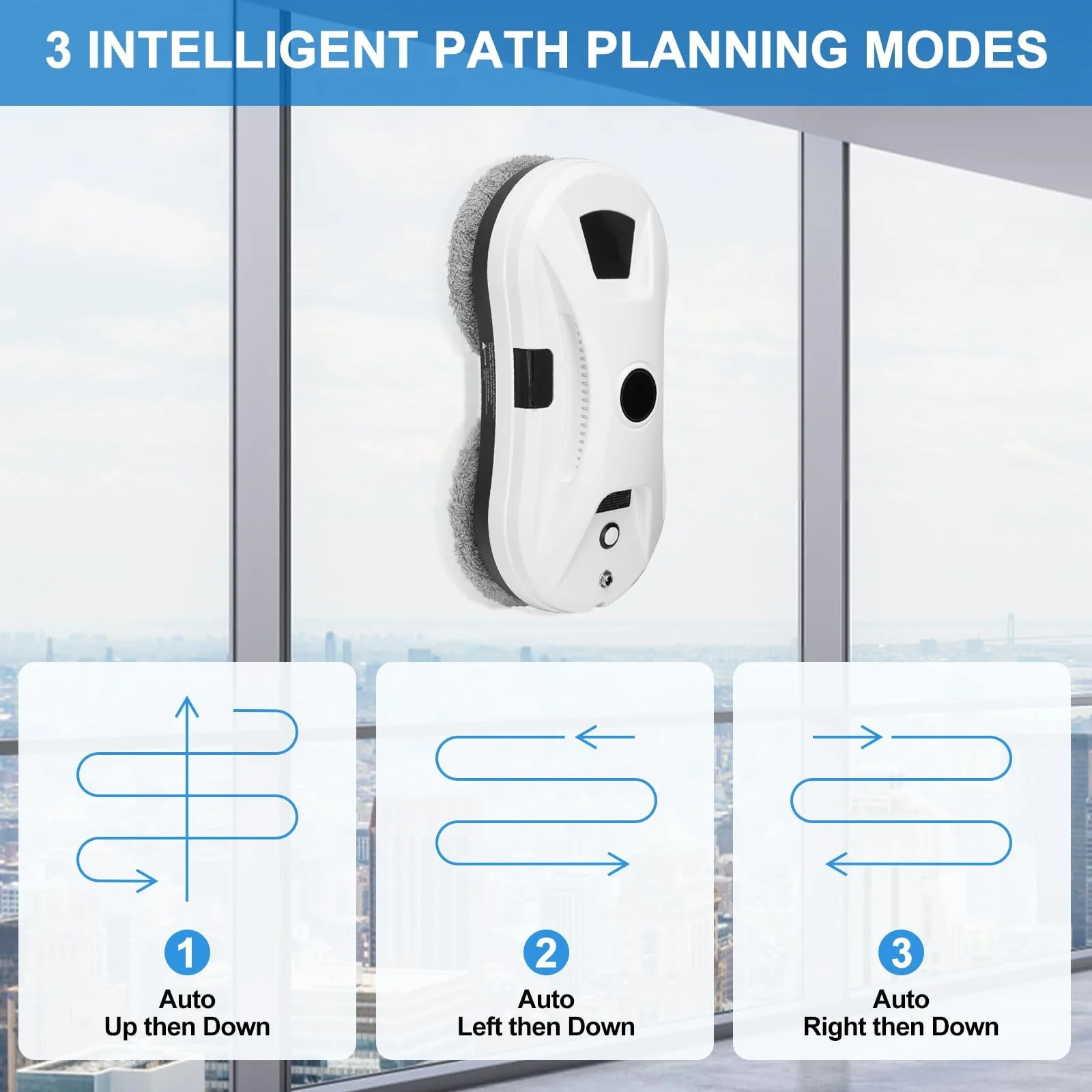 Робот для миття вікон Umelee з функцією розпилення води, 2800 Па, 10 серветок для прибирання, для вікон у приміщенні та на вулиці, фото №5 Робот для миття вікон Umelee з функцією розпилення води, 2800 Па, 10 серветок для прибирання, для вікон у приміщенні та на вулиці, фото №5