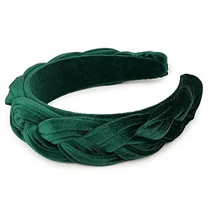 Обруч Бархатный плетеный в стиле ретро Зеленый - Фото 1