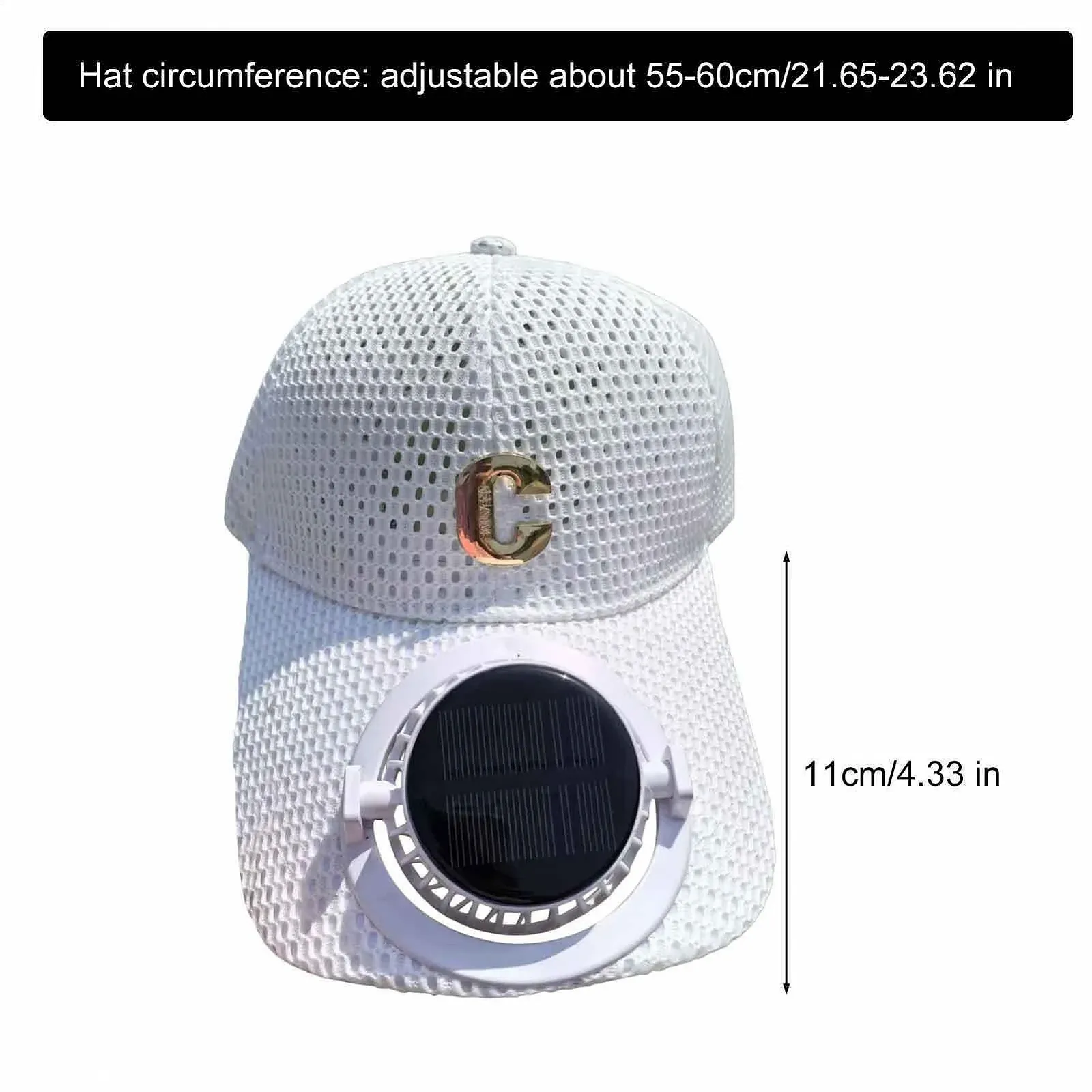 Кепка с вентилятором Knowlife С солнечной панелью USB-зарядка Воздухопроницаемая сетчатая 3 скорости, фото №5