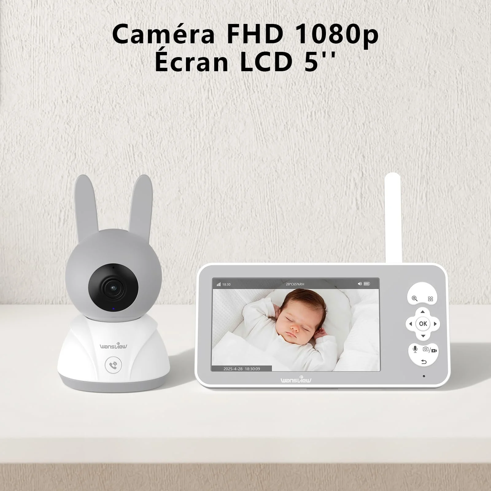Відеоняня wansview 5 дюймів 1080P WiFi 2.4/5 ГГц IR нічне бачення автовідстеження двосторонній аудіозв'язок датчик температури та руху/шуму, фото №2 Відеоняня wansview 5 дюймів 1080P WiFi 2.4/5 ГГц IR нічне бачення автовідстеження двосторонній аудіозв'язок датчик температури та руху/шуму, фото №2