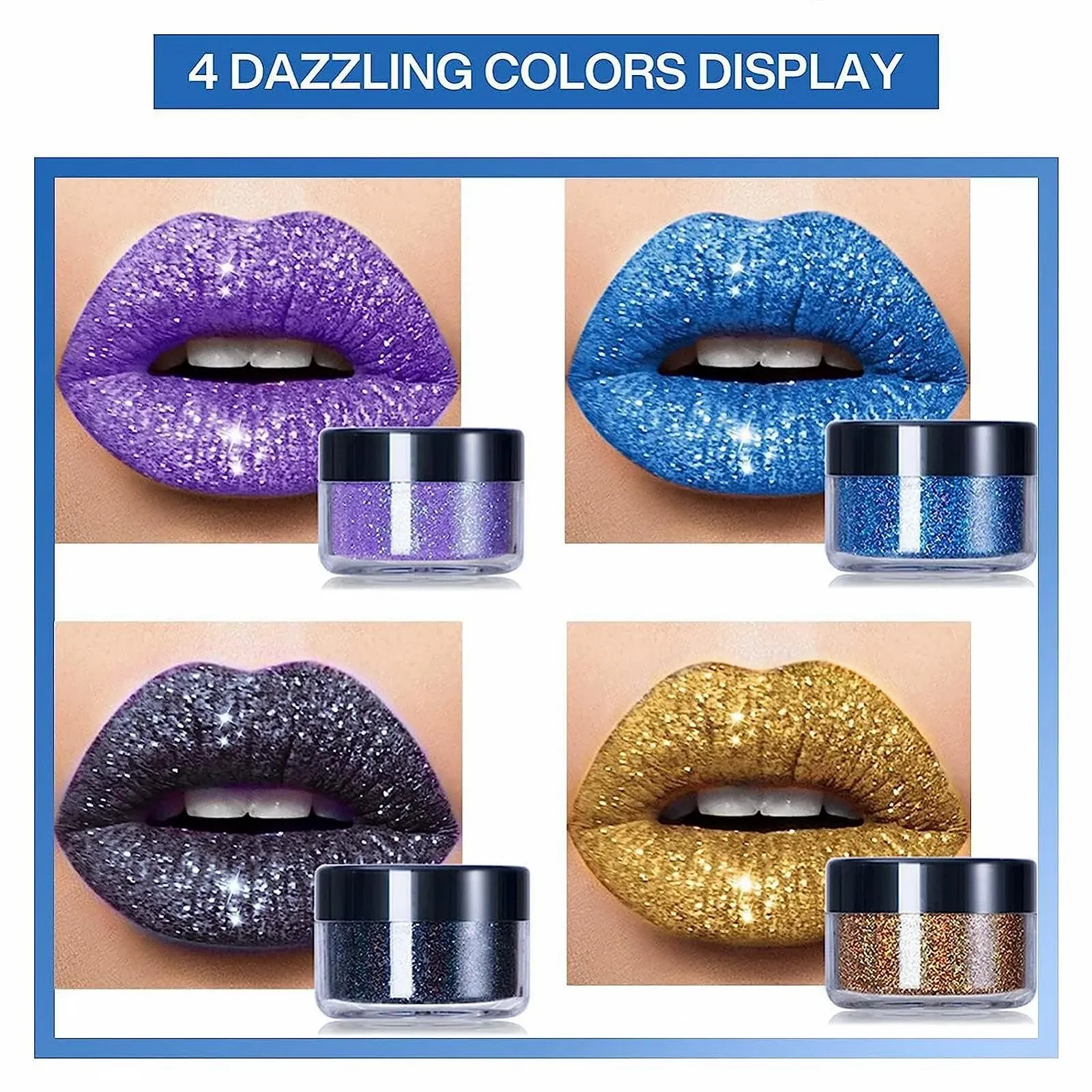 Блиск для губ Stay Golden Cosmetics Glitter Lip Set 4 кольори, фото №5