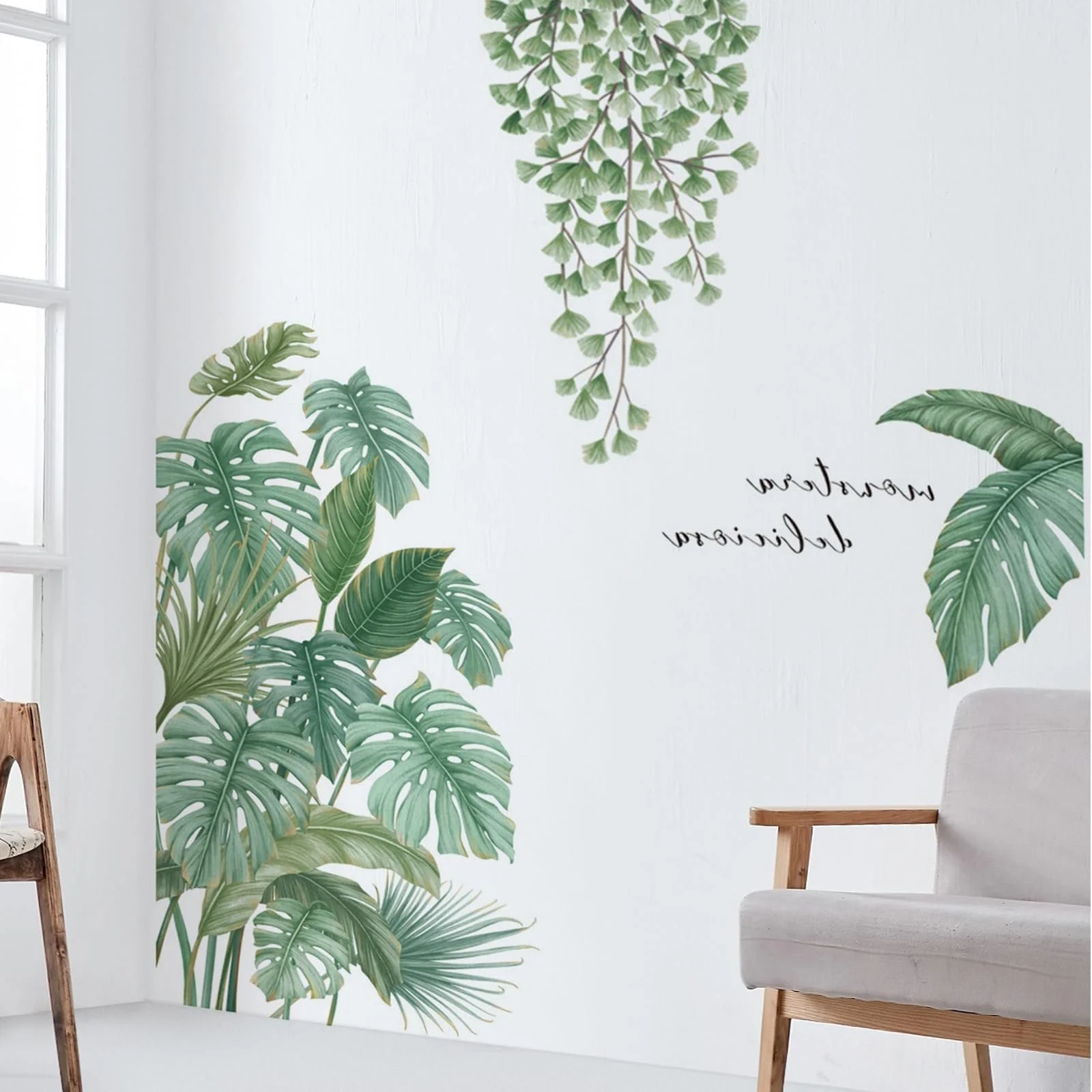 Наклейка на стіну Plants Tropical Leaves 30 x 90 см 2 шт. Зелена, фото №7