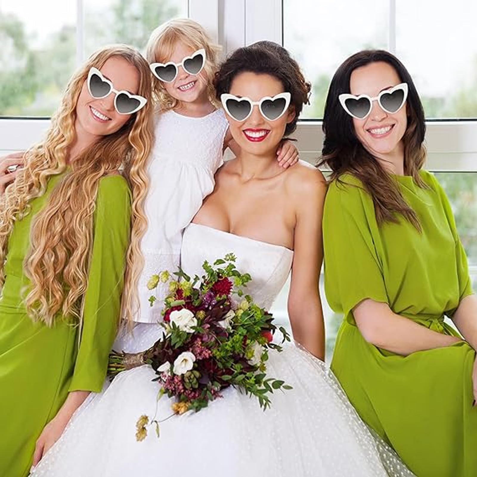 Сонцезахисні окуляри Серце Білий і Рожевий, Білий, фото №4