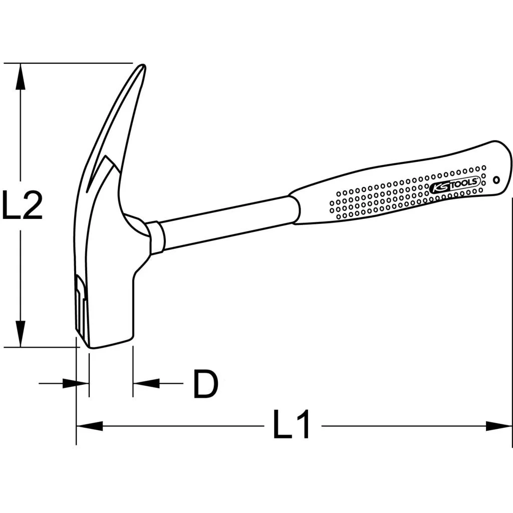 Молоток-кирка покрівельника KS Tools 140.2002 Магнітний 600 g, фото №4