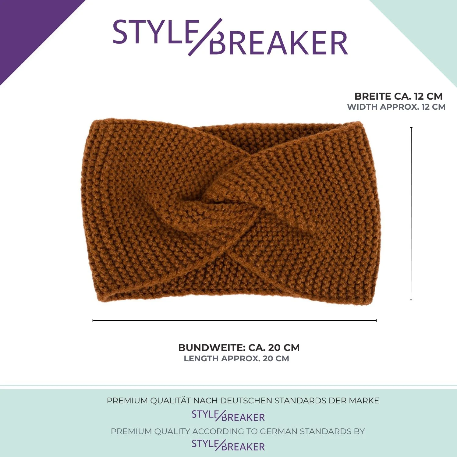 Пов'язка на голову В'язана styleBREAKER 04026054 з вузлами, часниковий візерунок, тепла зимова, фото №5