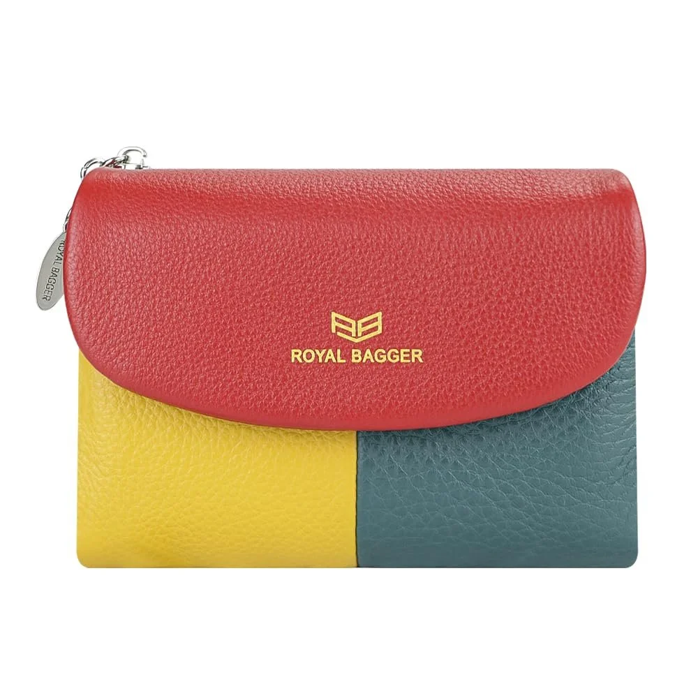 Кошелек Royal Bagger Color Block RFID 2053 Натуральная кожа Трехстворчатый Красный, фото №1