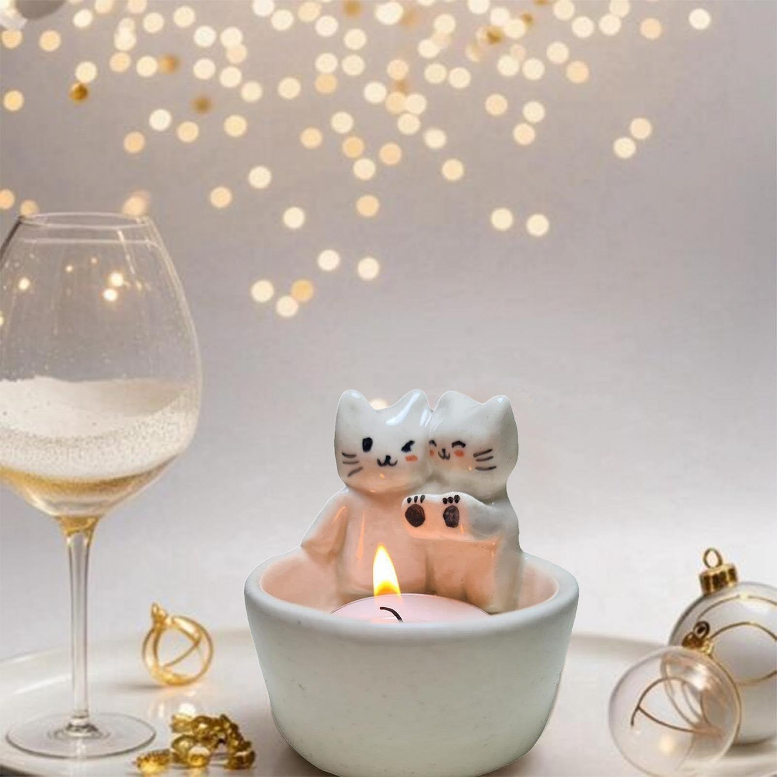 Підсвічник Cat Kitten Candle Holder 3D Animals with Warming Cute Paws, фото №3