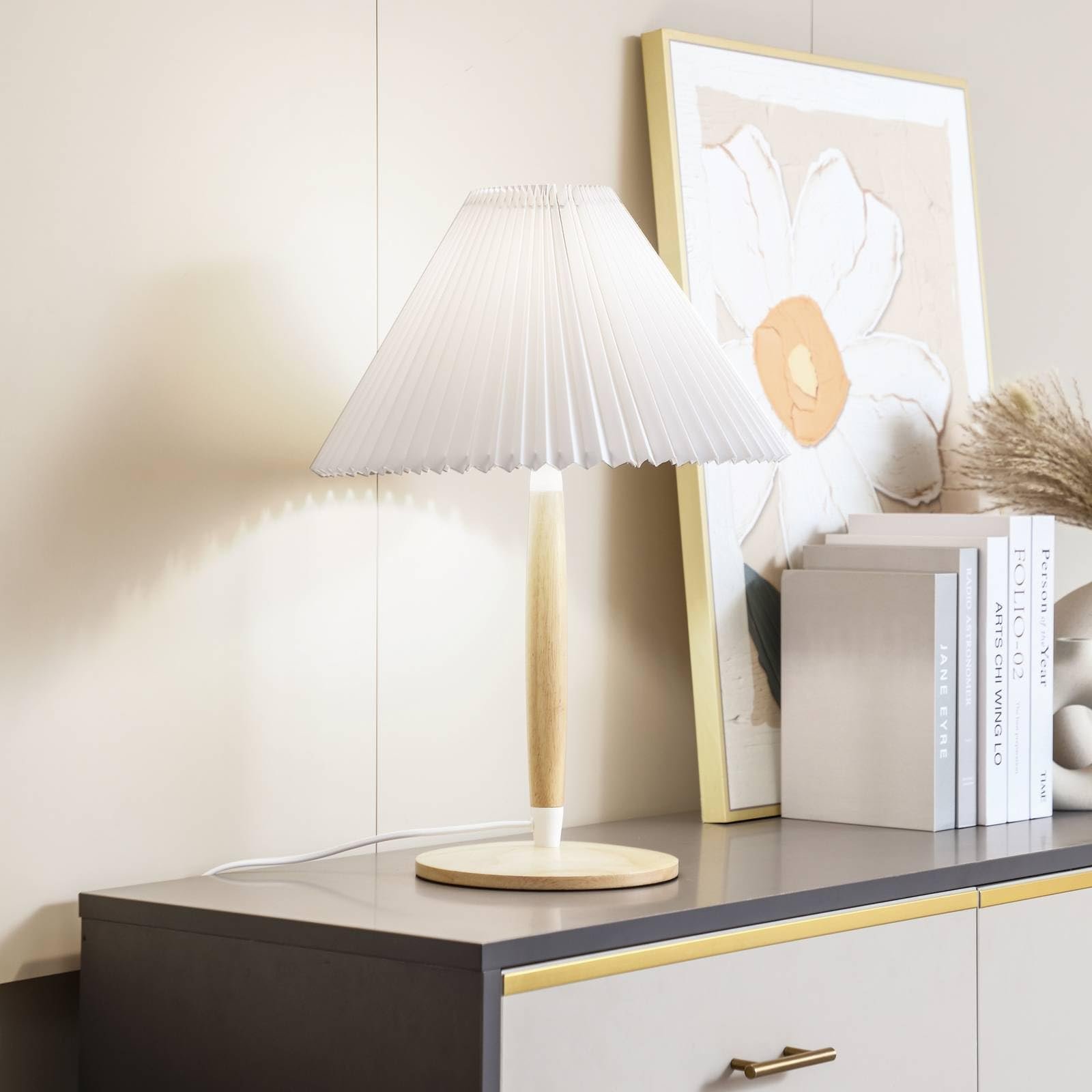 Настільна лампа Lucande Ellorin 1 x E27 дерево, фото №2