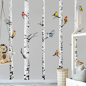 Наклейка на стіну Supzone XXL Береза 5 дерев Рослини Біла (В: 165 см) 4 аркуші synthetic.ua - Фото 1