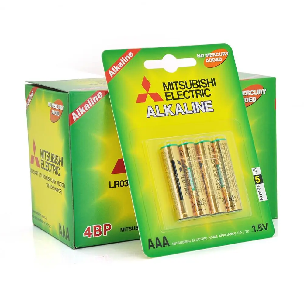 Батарея алкальна MITSUBISHI 1.5V AAA/LR03, 4pcs/card, 48pcs/inner box 576pcs/ctn, фото №1