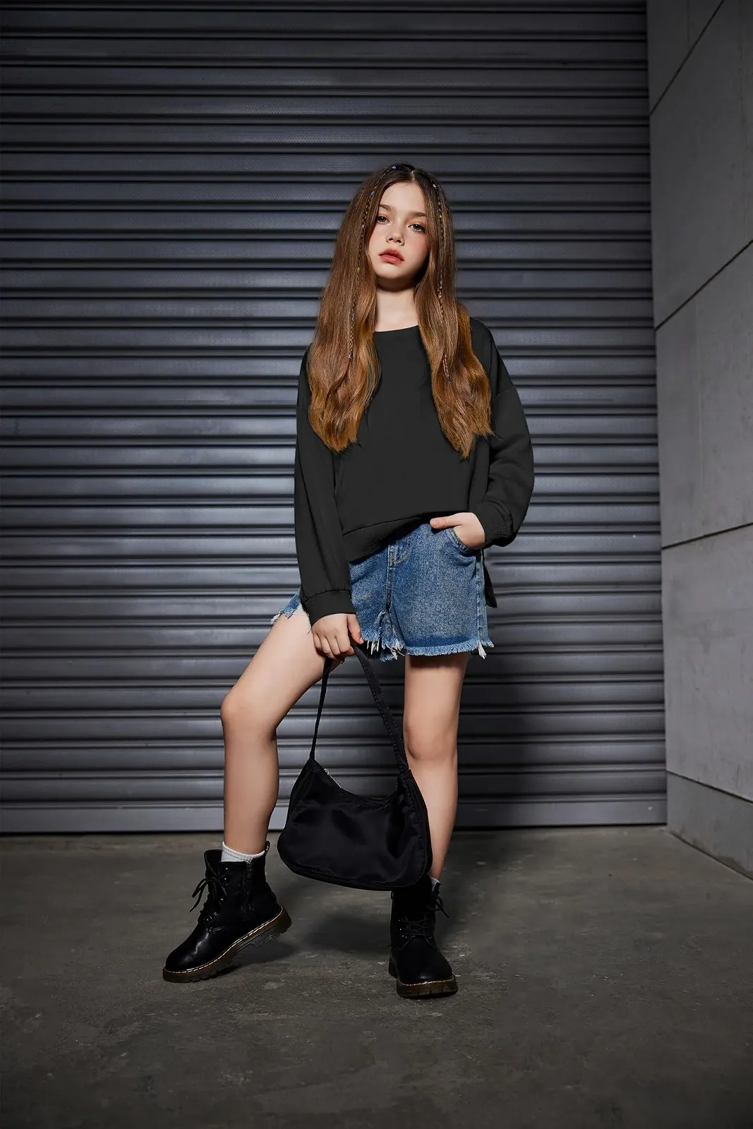 Світшот Arshiner Basic Ultrabequem для дівчат, осінньо-зимовий, з круглим вирізом, однотонний, фото №3