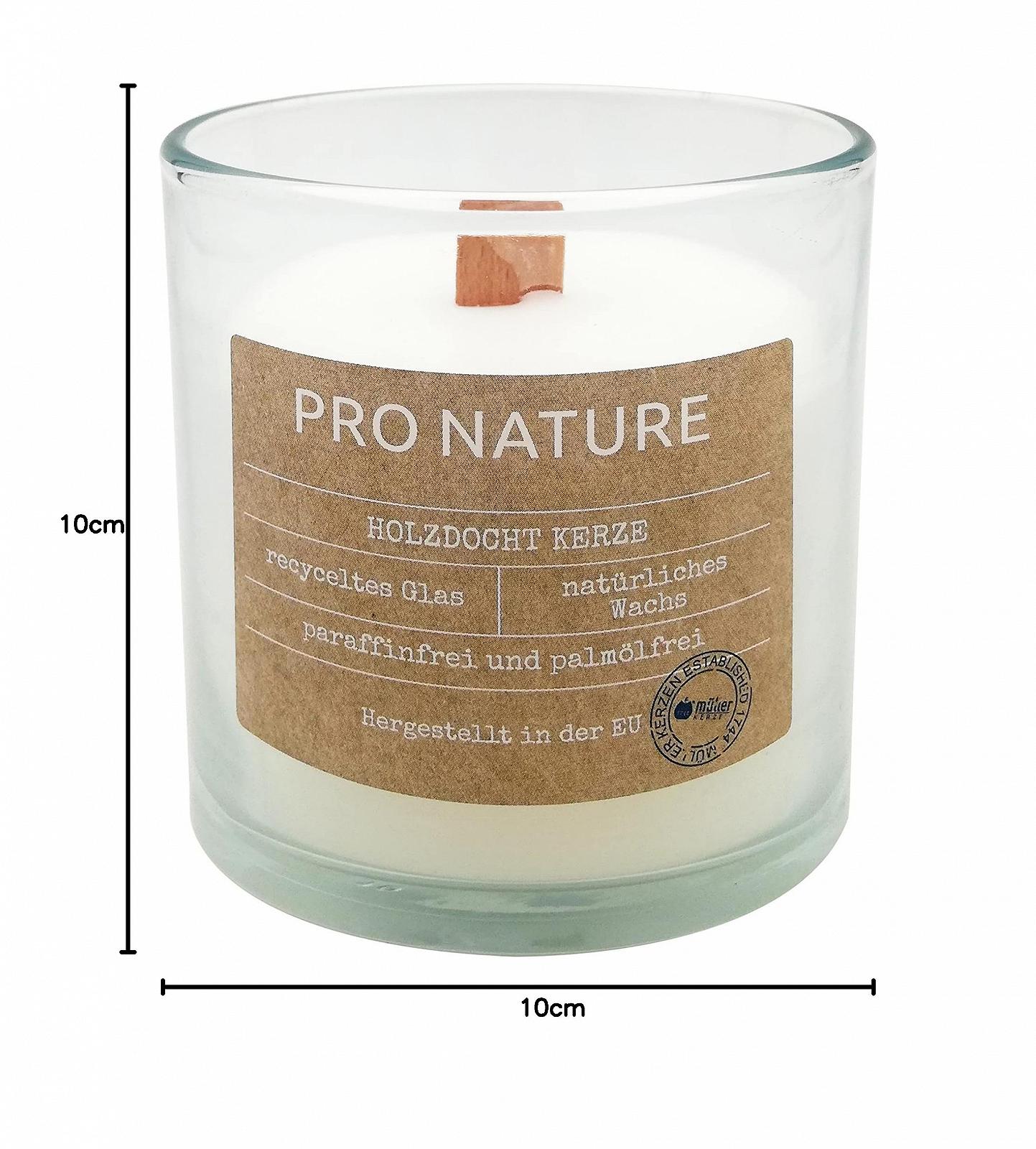 Свеча Müller Kerzen PRO NATURE в стекле с деревянным фитилем белая стеариновая 10 х 10 см 30 часов без аромата 1 штука, фото №6 Свеча Müller Kerzen PRO NATURE в стекле с деревянным фитилем белая стеариновая 10 х 10 см 30 часов без аромата 1 штука, фото №6
