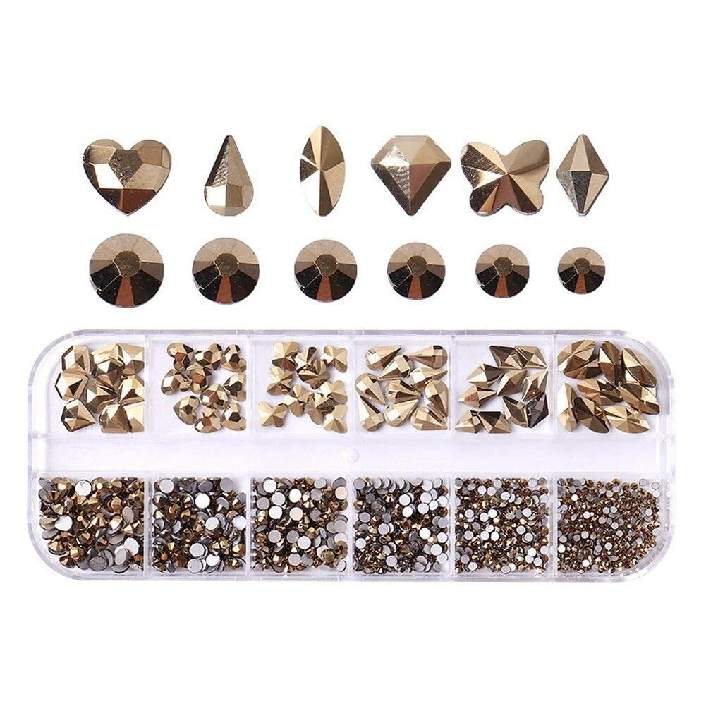 Плоскі Різнокольорові кристали Блискучі прикраси 3D DIY 12 сіток/коробка, фото №7