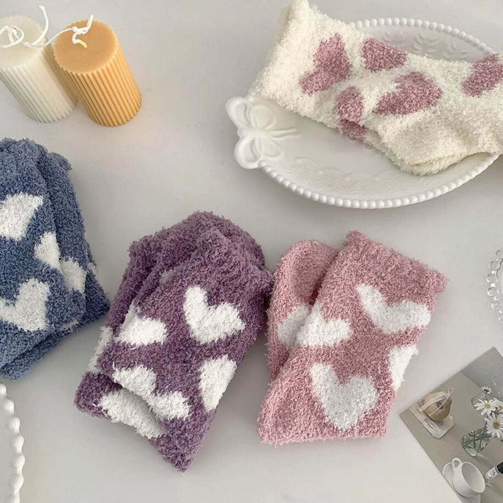 Шкарпетки Домашні Жіночі М'які з малюнком серця, Розмір 35-40 - 5 пар, фото №6