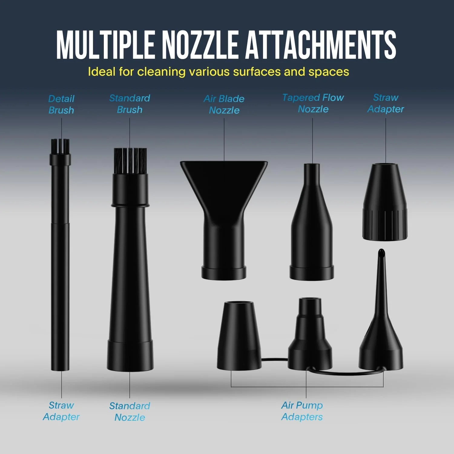 Електричний очищувач повітря XPOWER A-2 90 CFM 2 швидкості з насадками Black, фото №4