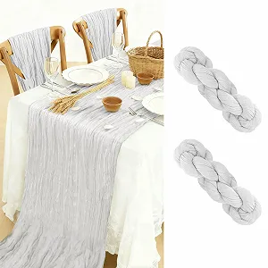 Купити Ранер для столу Boho Gauze Cheesecloth 90 x 300 см White (комплект 2 шт.) - Фото 1 Ранер для столу Boho Gauze Cheesecloth 90 x 300 см White (комплект 2 шт.) - Фото 1