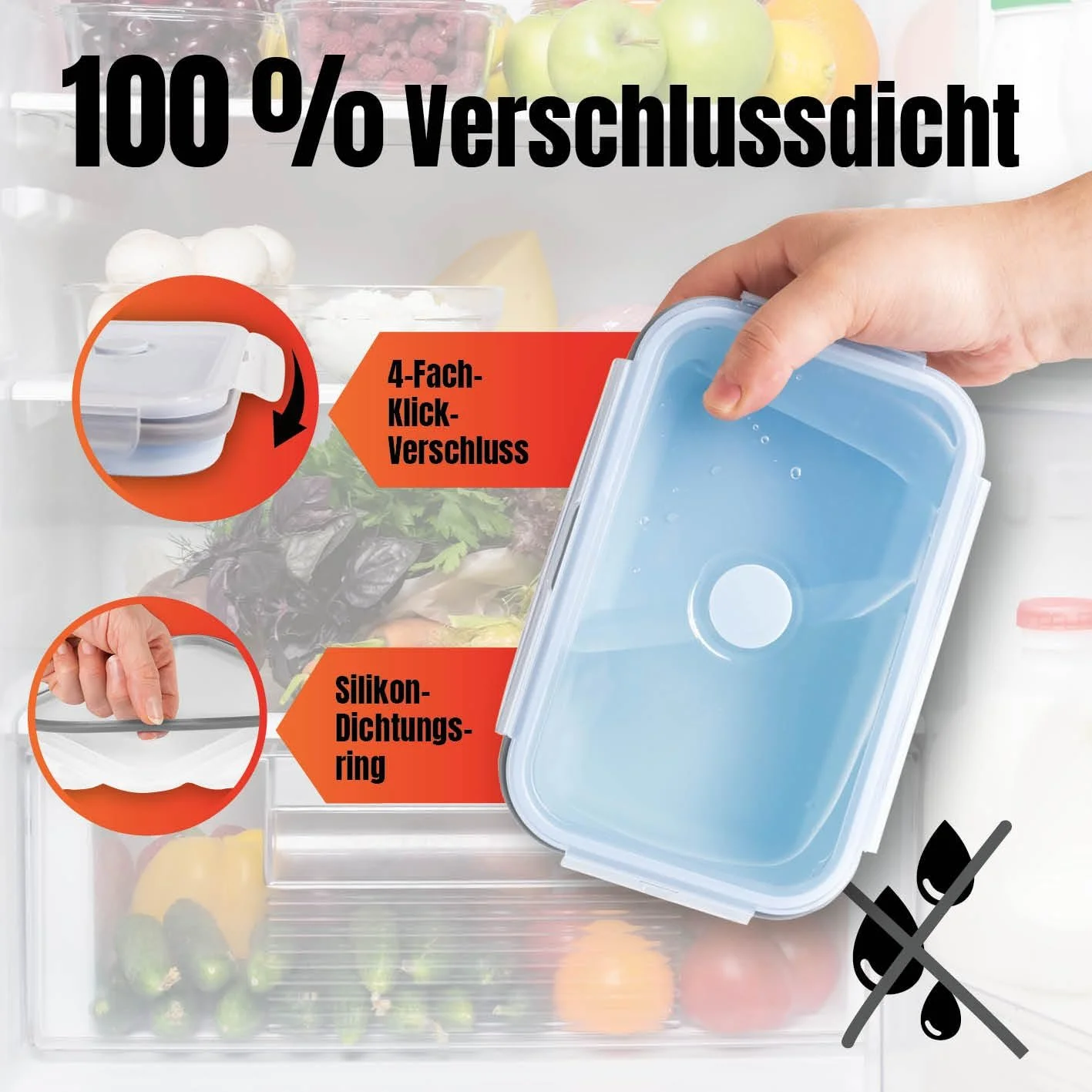 Контейнери для зберігання їжі GOURMETmaxx Klick-it Set of 4 Foldable BPA-Free, фото №4