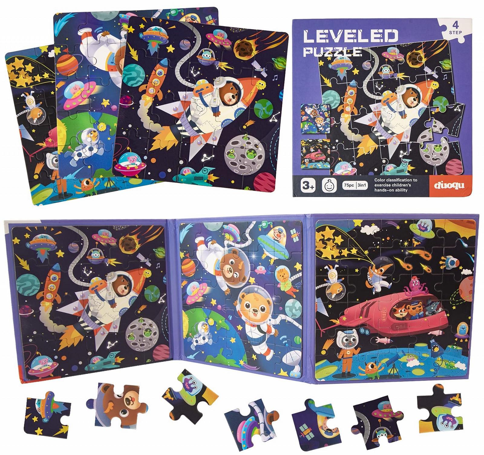 Магнітний пазл Homewit Космос 3-в-1 75 елементів 20-25-30 деталей, фото №9