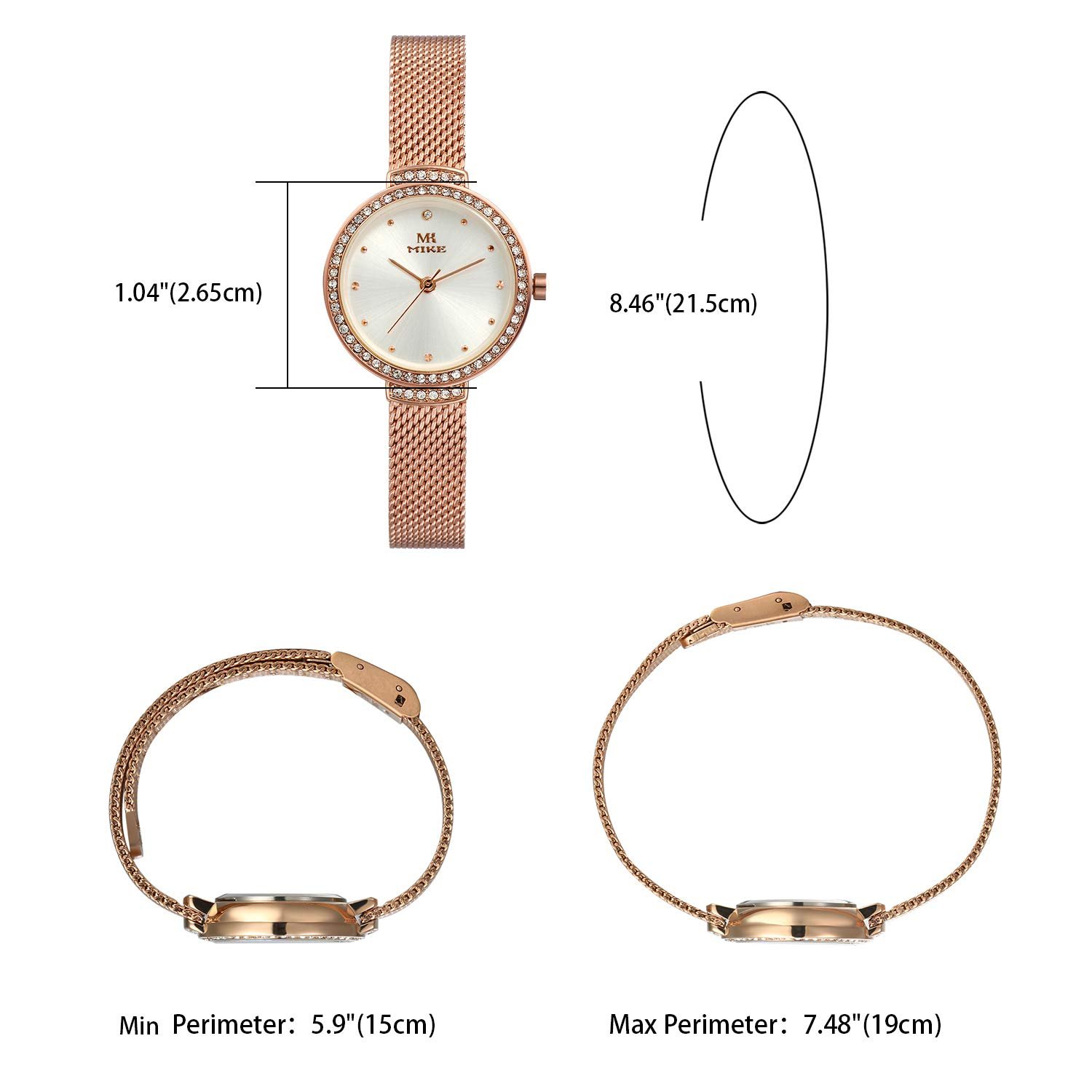 Женские Часы JewelryWe Кварцевые Аналоговые Классические Розовое Золото Тон Нержавеющая Сталь Миланский Сетчатый Браслет Круглый Циферблат Корпус со Стразами, фото №6 Женские Часы JewelryWe Кварцевые Аналоговые Классические Розовое Золото Тон Нержавеющая Сталь Миланский Сетчатый Браслет Круглый Циферблат Корпус со Стразами, фото №6