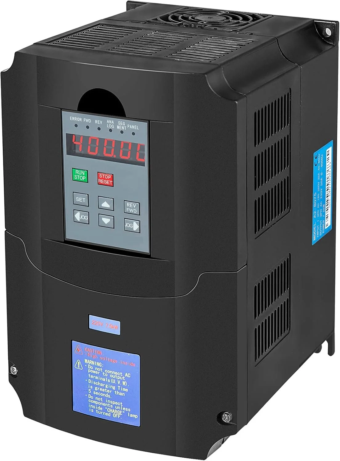 Частотний перетворювач Mophorn A2-8075 / 7.5 кВт / IN 220В / OUT 3-фази / 50А / RS485 (Modbus) / Чорний, фото №1 Частотний перетворювач Mophorn A2-8075 / 7.5 кВт / IN 220В / OUT 3-фази / 50А / RS485 (Modbus) / Чорний, фото №1