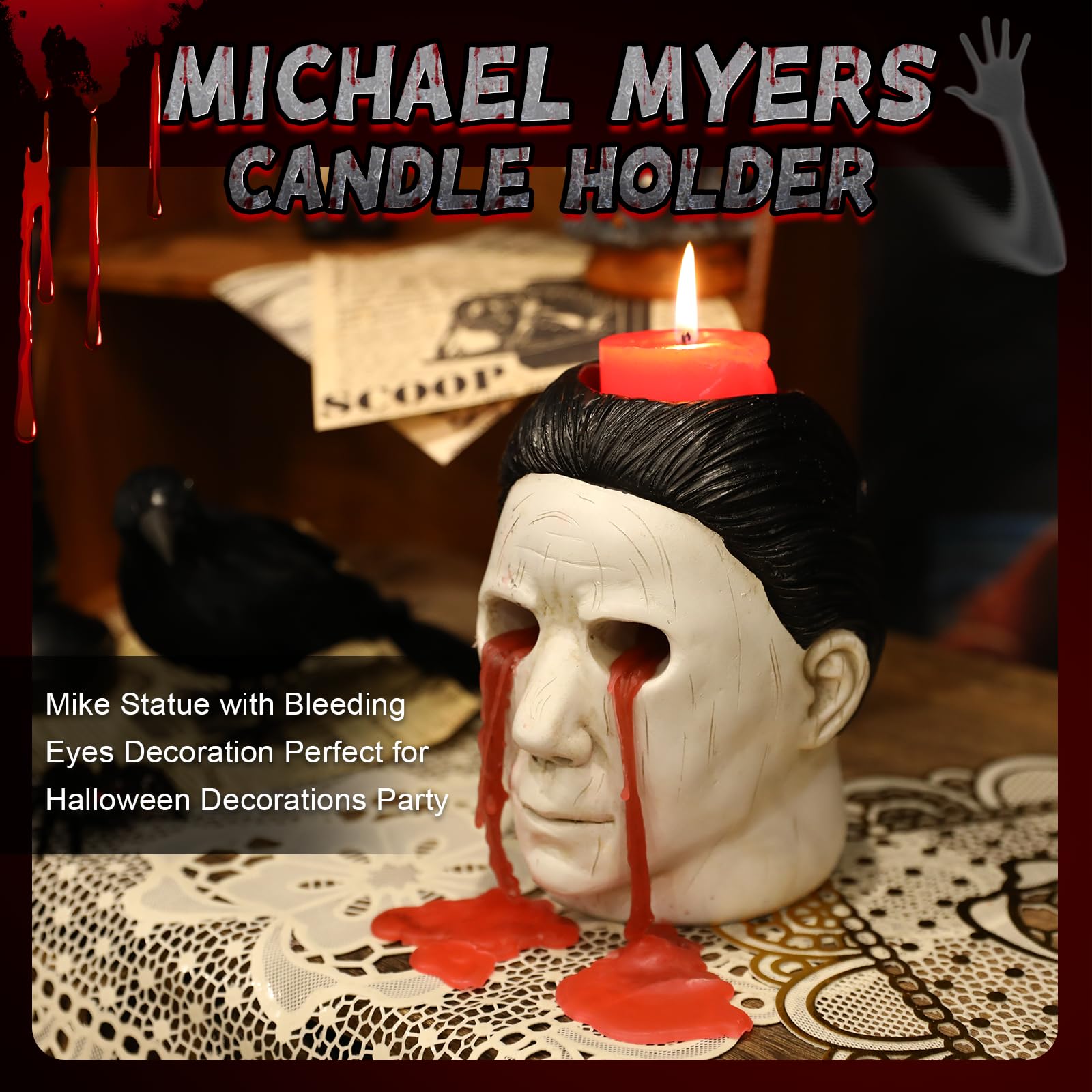 Подсвечник Michael Myers Gothic с черными глазами, фото №3