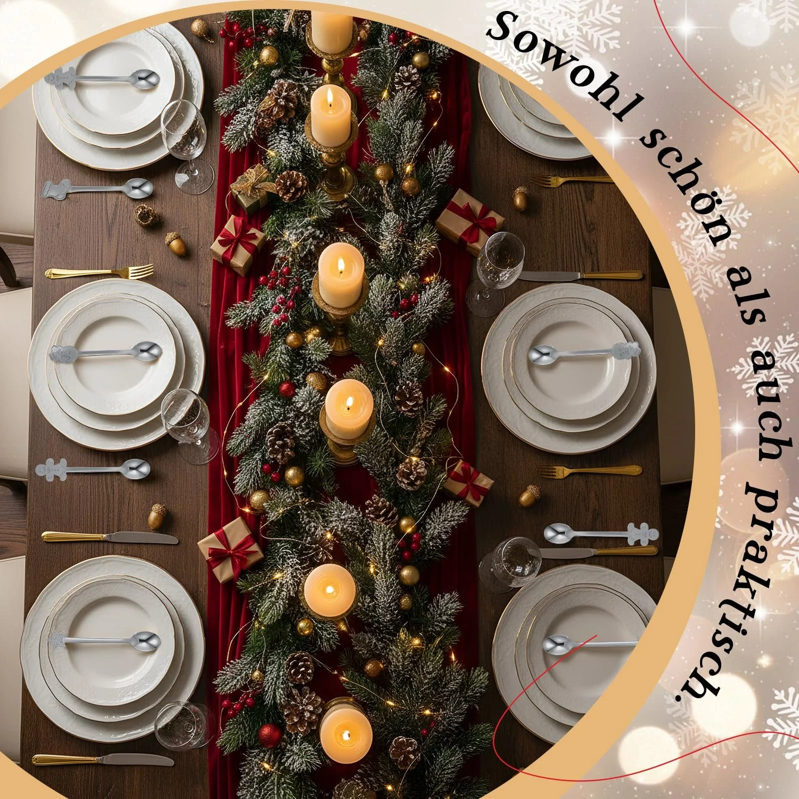 Ложка Hestya Різдвяна, набір 12 шт, нержавіюча сталь, сріблястий, фото №6