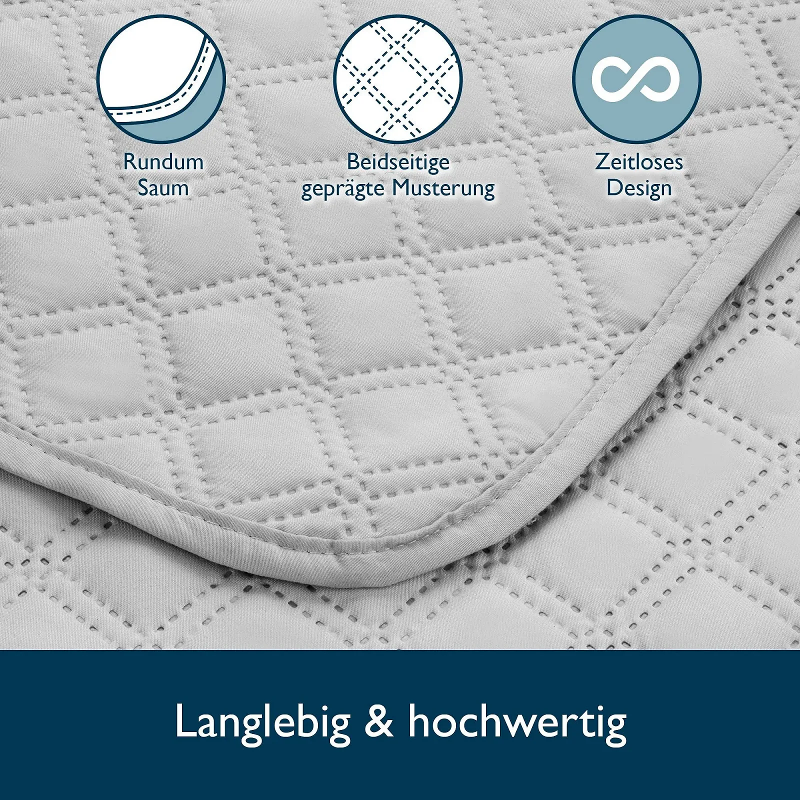 Покривало Beautissu Olivia 240 x 220 см, стьобане, сіро-світле, фото №4