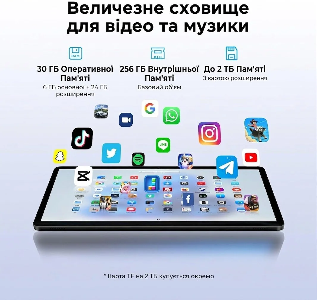 Планшет 11" DOOGEE Tab G6 6+24/256Gb 4G 2-SIM 8 ядер Android 15 8000 mAh Черный, фото №5