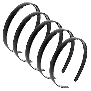 Обруч для волосся пластиковий чорний, 6 штук - Фото 1