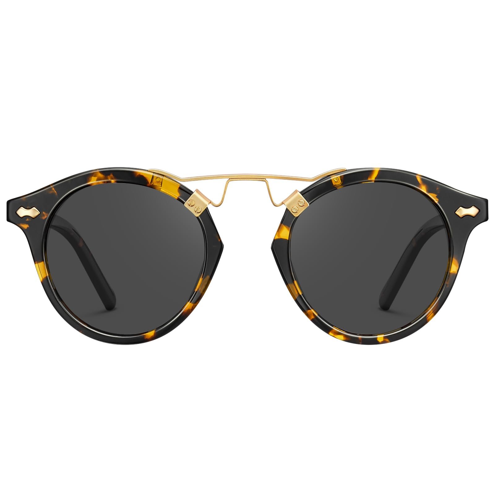 Сонцезахисні окуляри CARFIA Круглі UV400 Поляризовані Вузьке обличчя Модні Металевий місток, фото №9