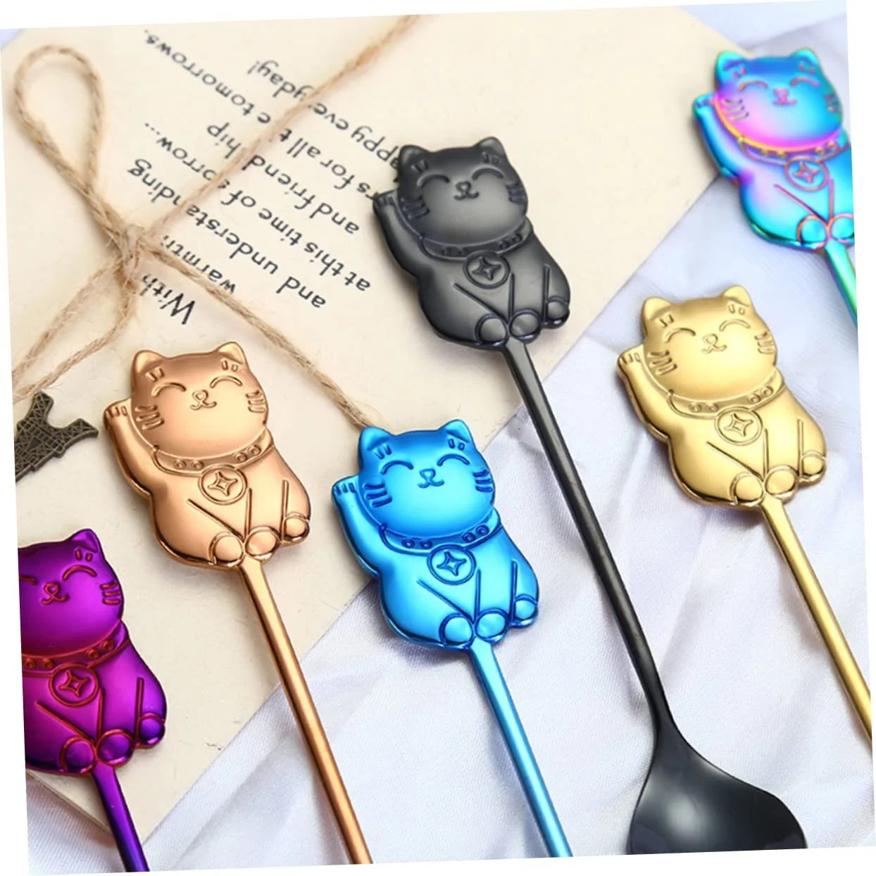 Ложка-мішалка HEMOTON з нержавіючої сталі 304 Lucky Cat, тематика тварин, фото №7 Ложка-мішалка HEMOTON з нержавіючої сталі 304 Lucky Cat, тематика тварин, фото №7