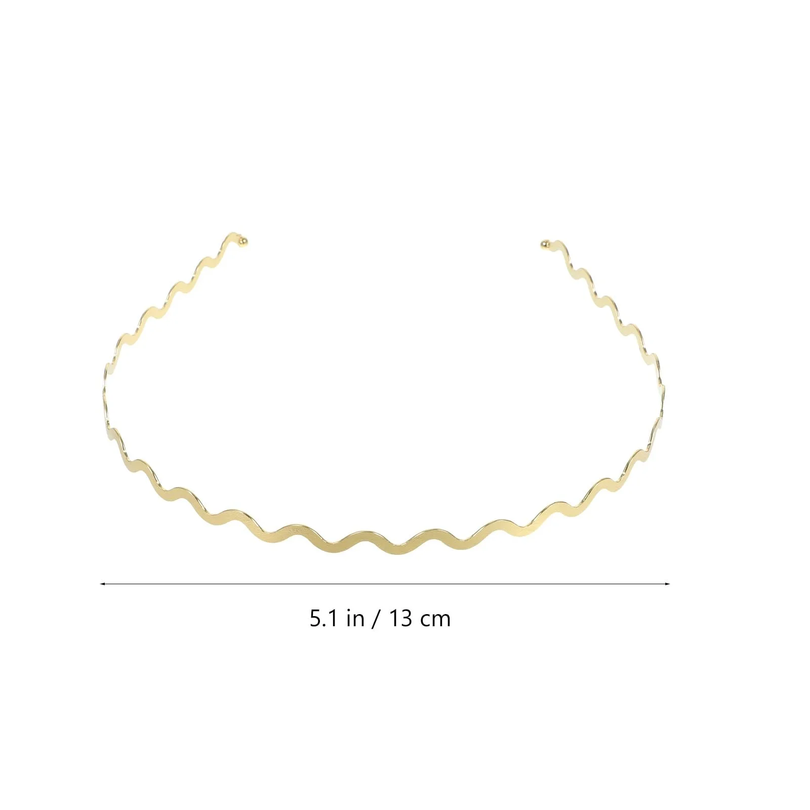 Металевий хвилястий обруч Lurrose 3 шт, тонкі обручі, золотий, фото №3