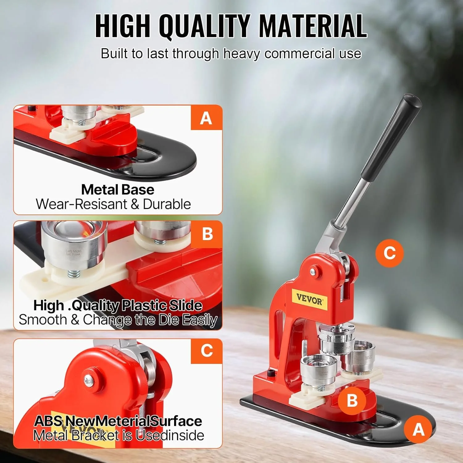 Прес для виготовлення значків VEVOR 32мм BJS-32-RD-01 Red, фото №4