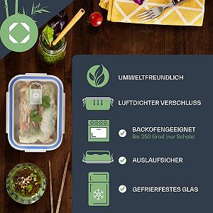 Набір скляних контейнерів для продуктів 4 шт. 370 мл, 640 мл, 1040 мл, 1520 мл герметичні штабельовані боросилікатне скло synthetic.ua - Фото 1