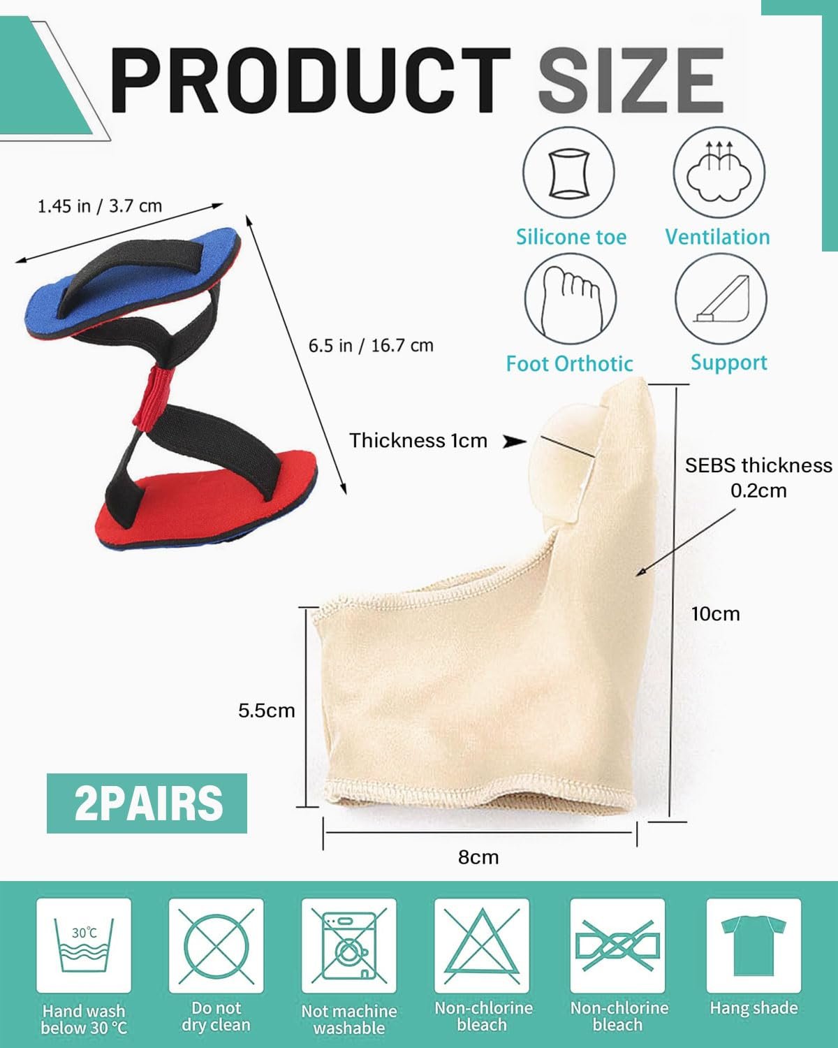 Шкарпетки Hallux Valgus з силіконовими подушечками (2 шт) Універсальний розмір, фото №2