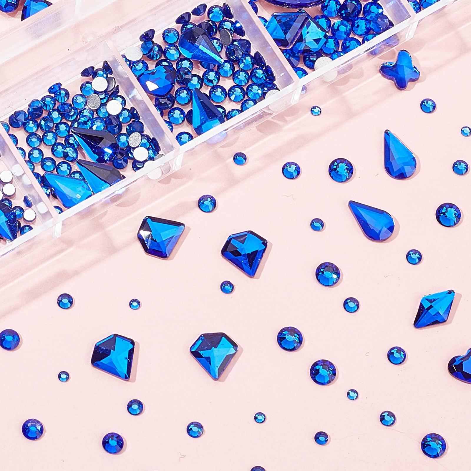 Стрази для нігтів Сині NICENEEDED 660 штук з футляром, 3D Плоскі, фото №5