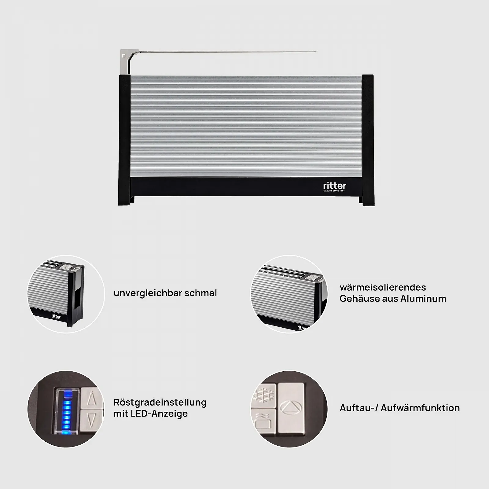 Тостер з довгим слотом ritter volcano 3 з насадкою для булочок, фото №3
