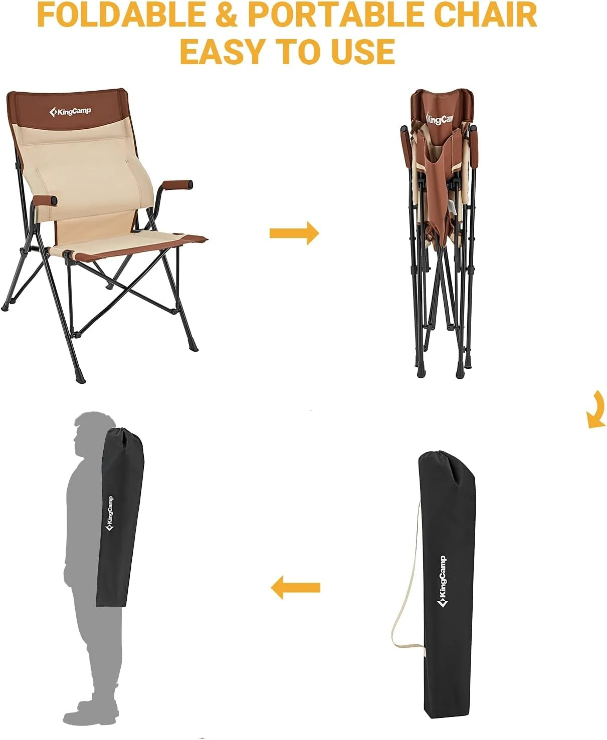 Раскладное кресло KingCamp / до 136 кг / Коричнево-бежевый, фото №4 Раскладное кресло KingCamp / до 136 кг / Коричнево-бежевый, фото №4