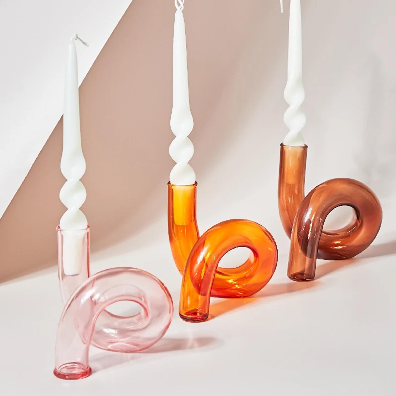 Подсвечник UXIYI Clear Glass Романтический прозрачный стеклянный декоративный для стола оранжевый, фото №2