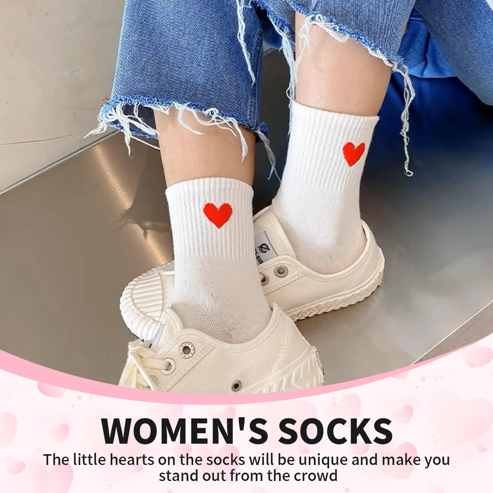 Шкарпетки Жіночі Повсякденні з сердечками, 4 пари, 37-42, фото №4