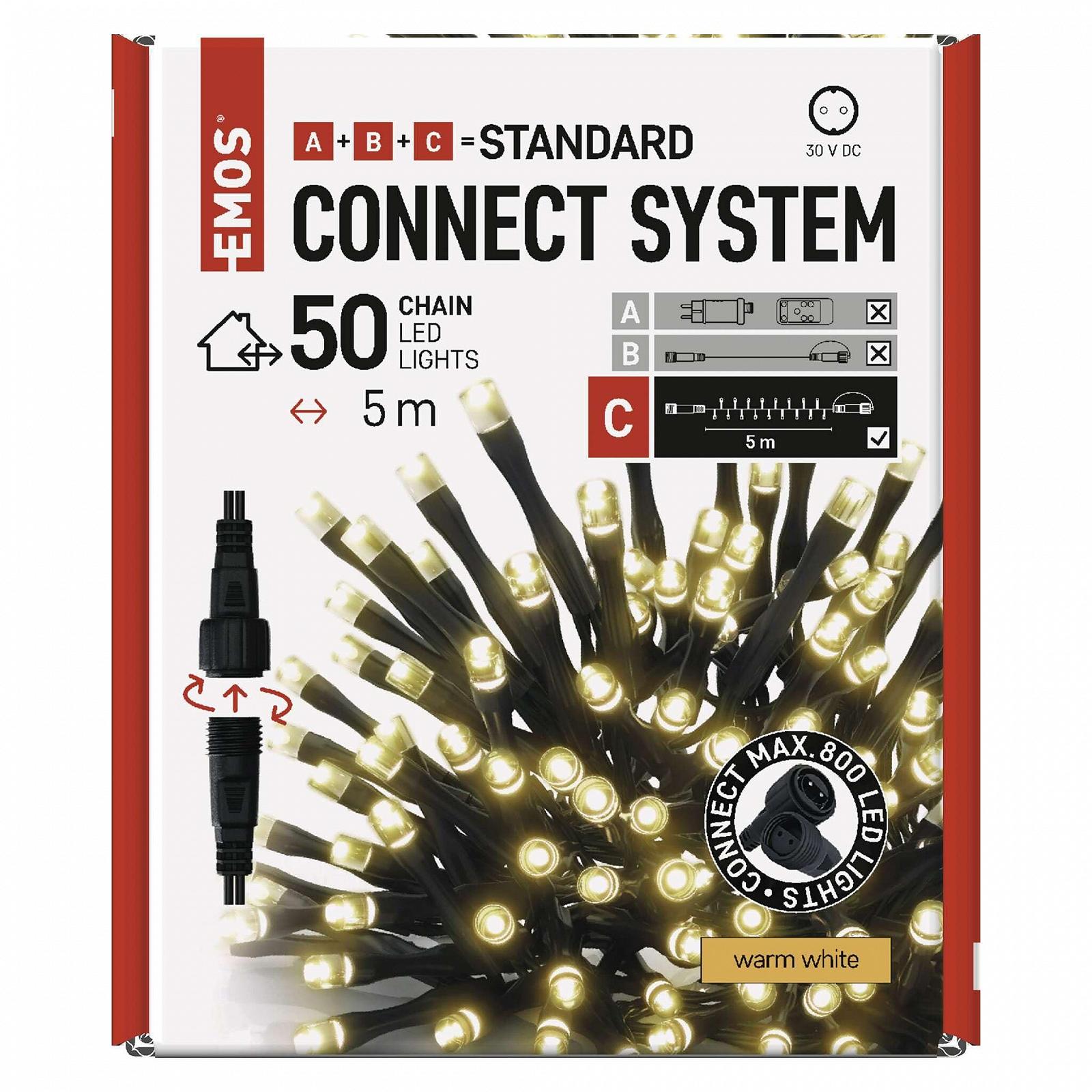 Гирлянда новогодняя EMOS Connect System Standard 5 м, 50 LED, компонент расширения C (без соединительного кабеля и адаптера), IP44 для использования в помещениях и на открытом воздухе, теплый белый, фото №7