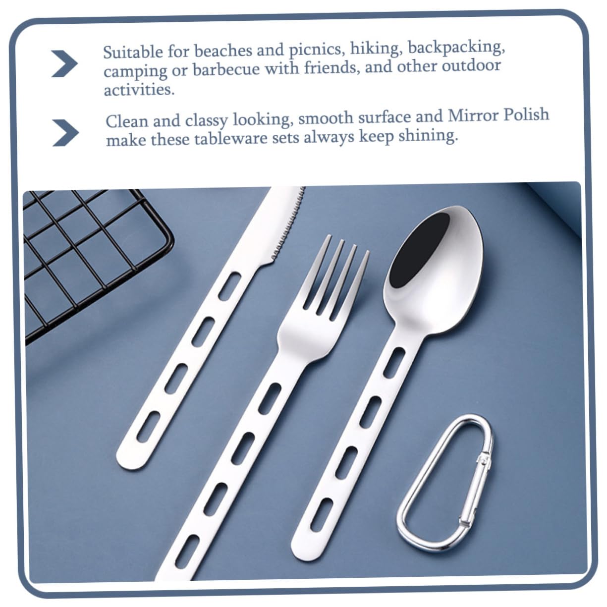 Набор ложек Sosoport 4 набора Набор столовых приборов нержавеющая сталь для походов ложка ножевой комплект походные аксессуары походная посуда дорожная посуда столовые приборы для стейка нержавеющая сталь дорожные, фото №4