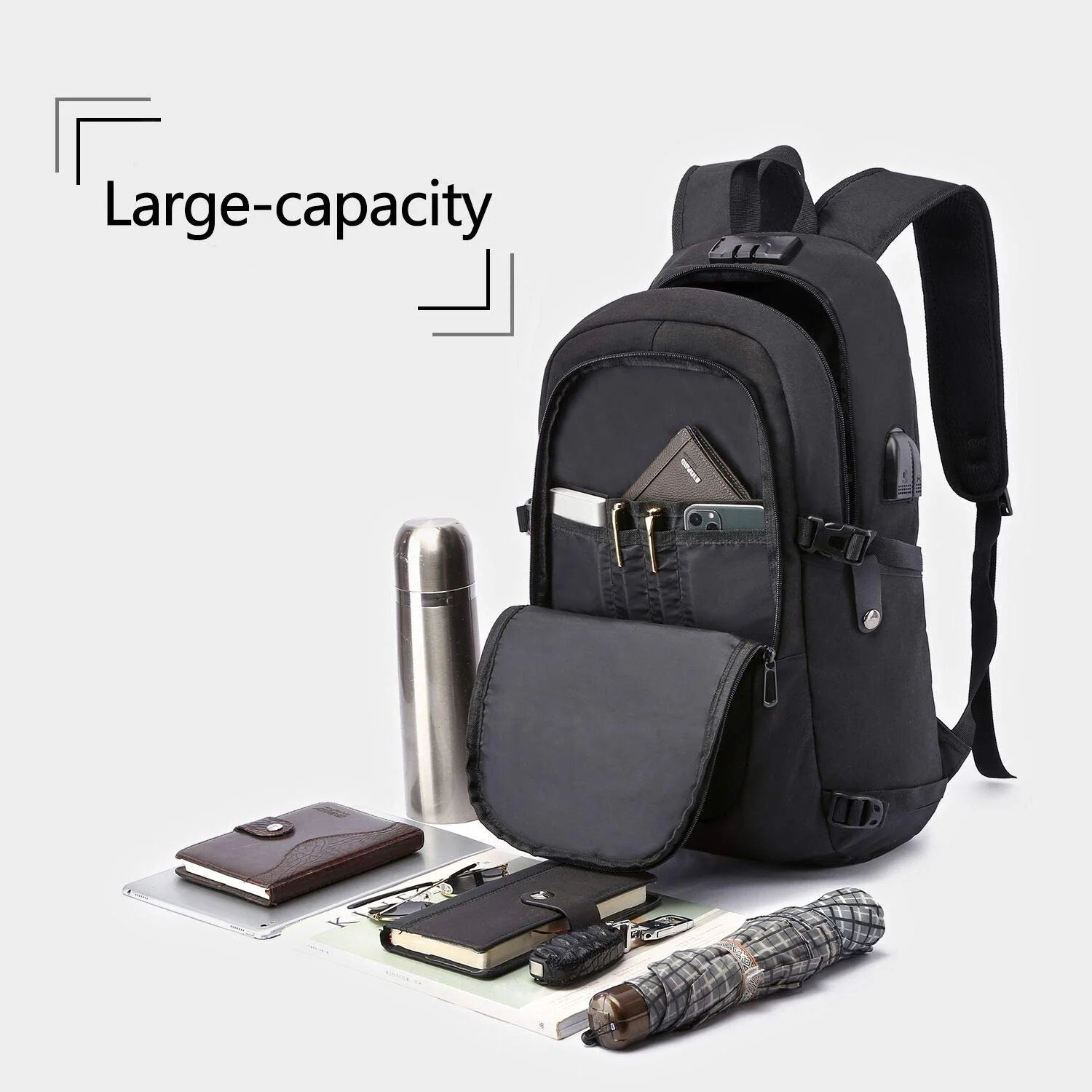 Рюкзак для ноутбука WENIG 15.6 Inch Anti-Theft USB Waterproof Black, фото №3 Рюкзак для ноутбука WENIG 15.6 Inch Anti-Theft USB Waterproof Black, фото №3