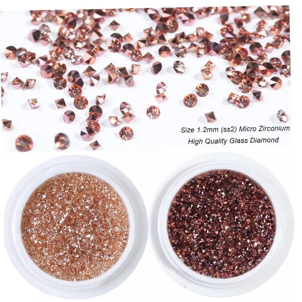 Стразы для ногтей Кристалл Циркон Блестки Мини-бусины для дизайна ногтей 1.2 мм Розовый, фото №2